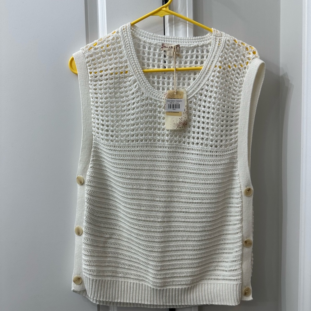 Hem & Thread White Knit Tank Top